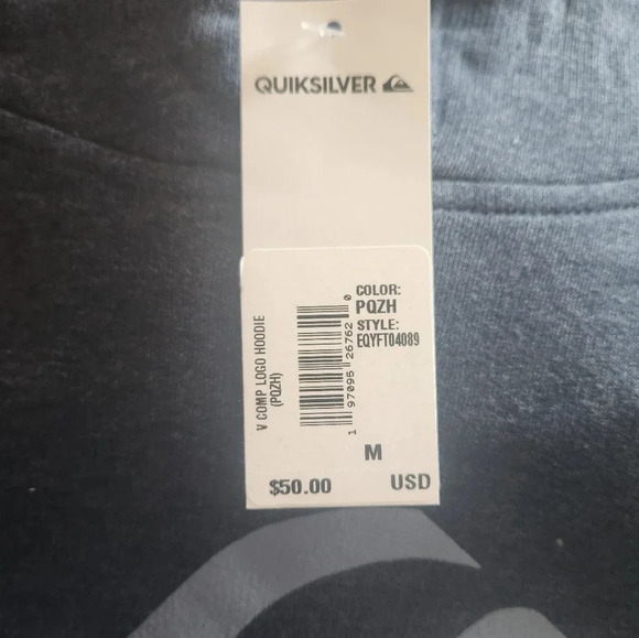 NWT Men's Blue Med Quiksilver Hoodie with Front Pocket - Picture 3 of 3